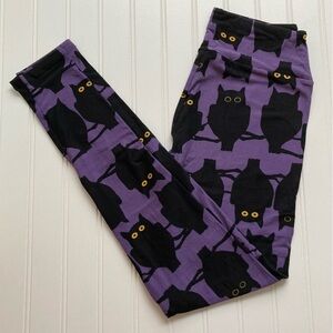 NWT LuLaRoe OS leggings Halloween black purple owls branches Whimsygoth UNICORN